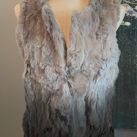 NWT Dolce Cabo Two-Tone Rabbit Fur Vest size small - Picture 4 of 9